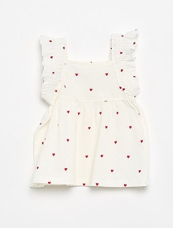 T-shirt con spalline a volant