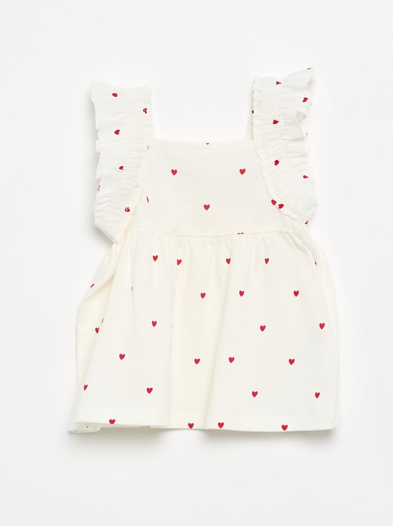 T-shirt con spalline a volant Bianco - Kiabi