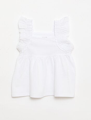 T-shirt con spalline a volant