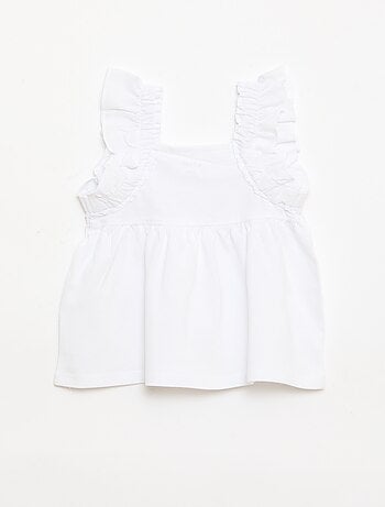 T-shirt con spalline a volant