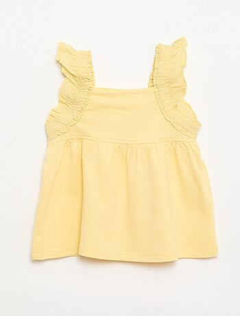 T-shirt con spalline a volant