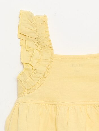 T-shirt con spalline a volant