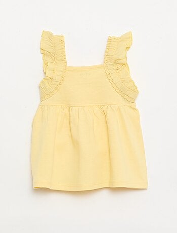 T-shirt con spalline a volant