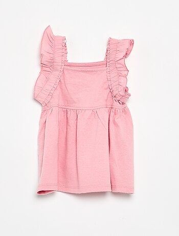 T-shirt con spalline a volant