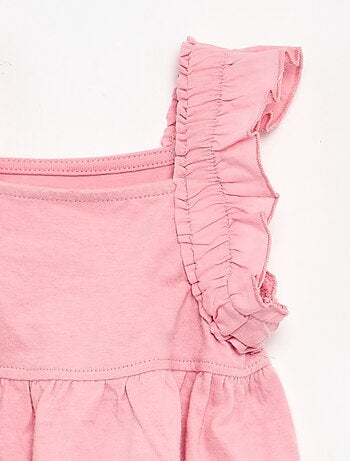 T-shirt con spalline a volant