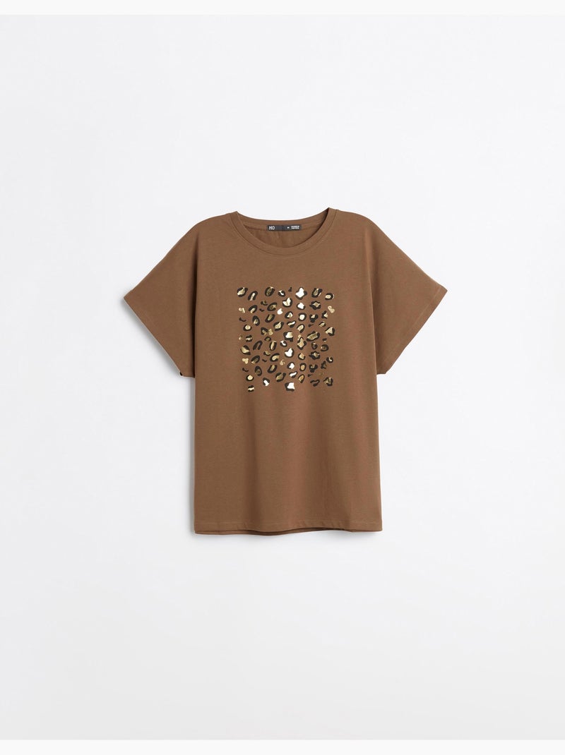 T-shirt con stampa a stagno, mo fashion Marrone - Kiabi