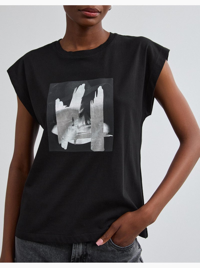 T-shirt con stampa a stagno, mo fashion Nero - Kiabi