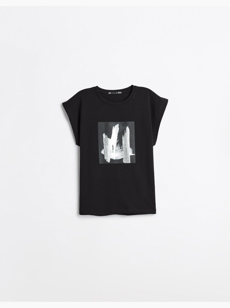T-shirt con stampa a stagno, mo fashion Nero - Kiabi