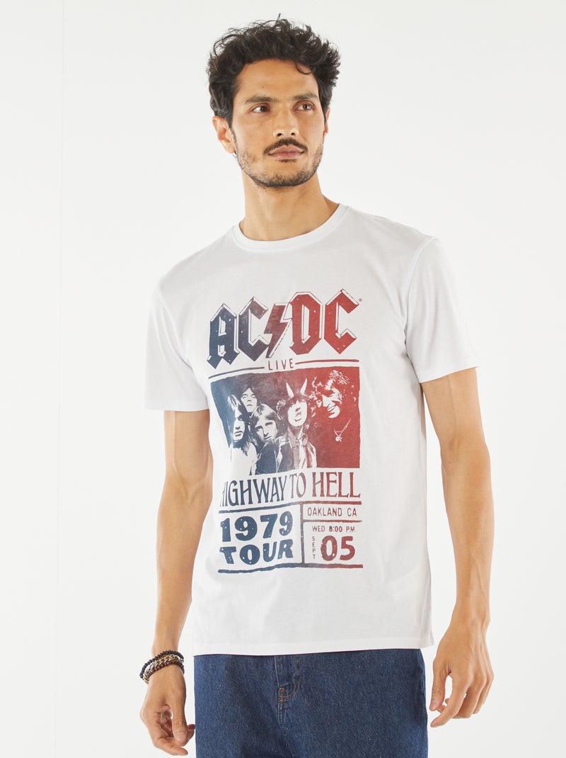 T-shirt con stampa 'AC/DC' a maniche corte bianco - Kiabi