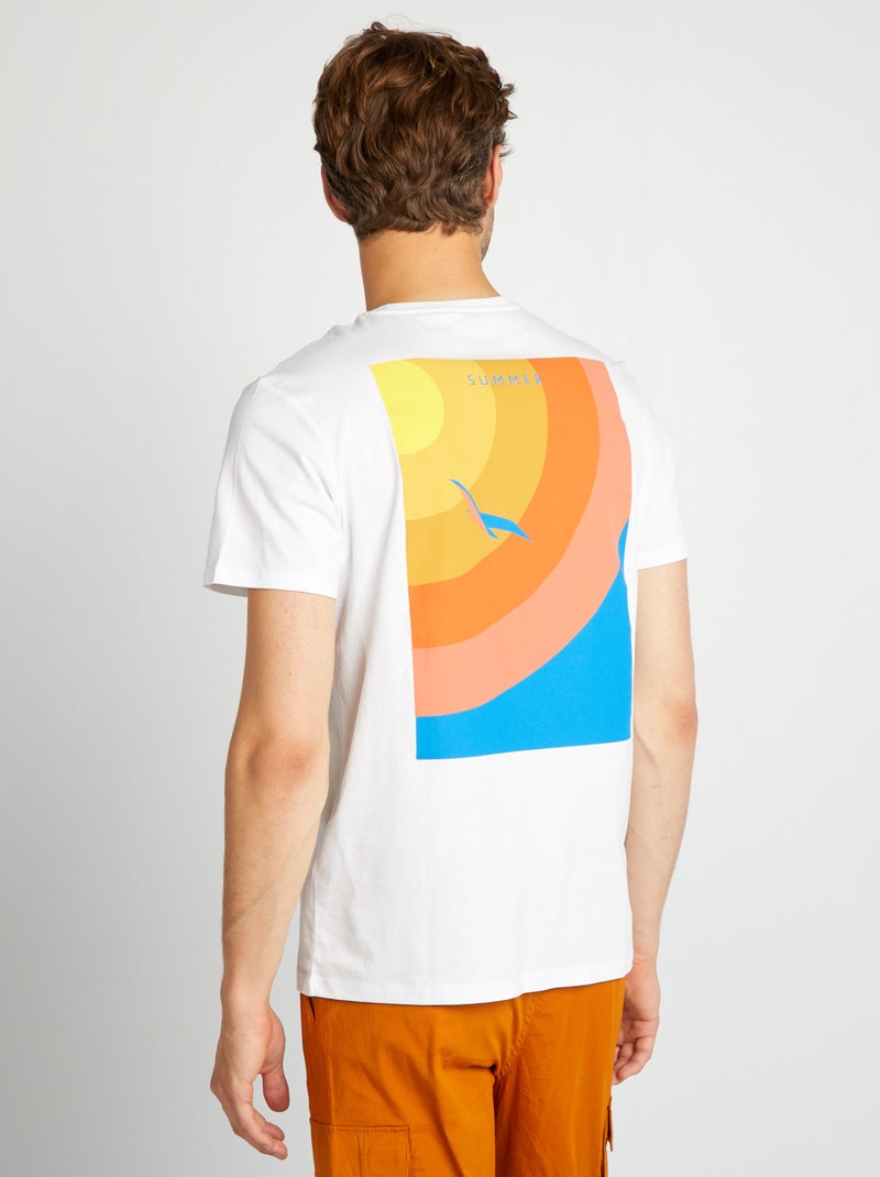 T-shirt con stampa ampia dietro BIANCO - Kiabi