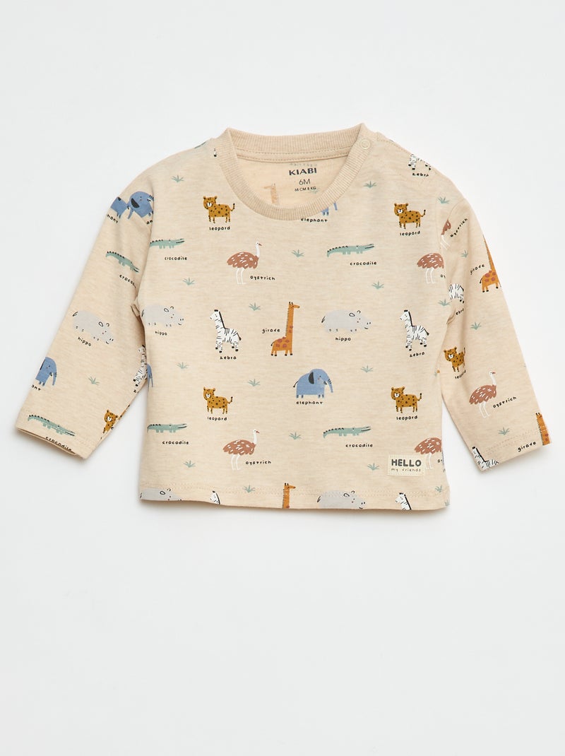 T-shirt con stampa animali Beige - Kiabi