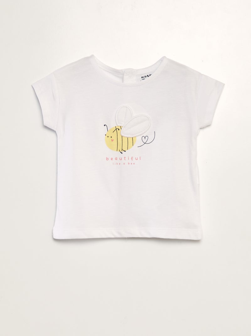 T-shirt con stampa 'ape' + decorazione in rilievo BIANCO - Kiabi