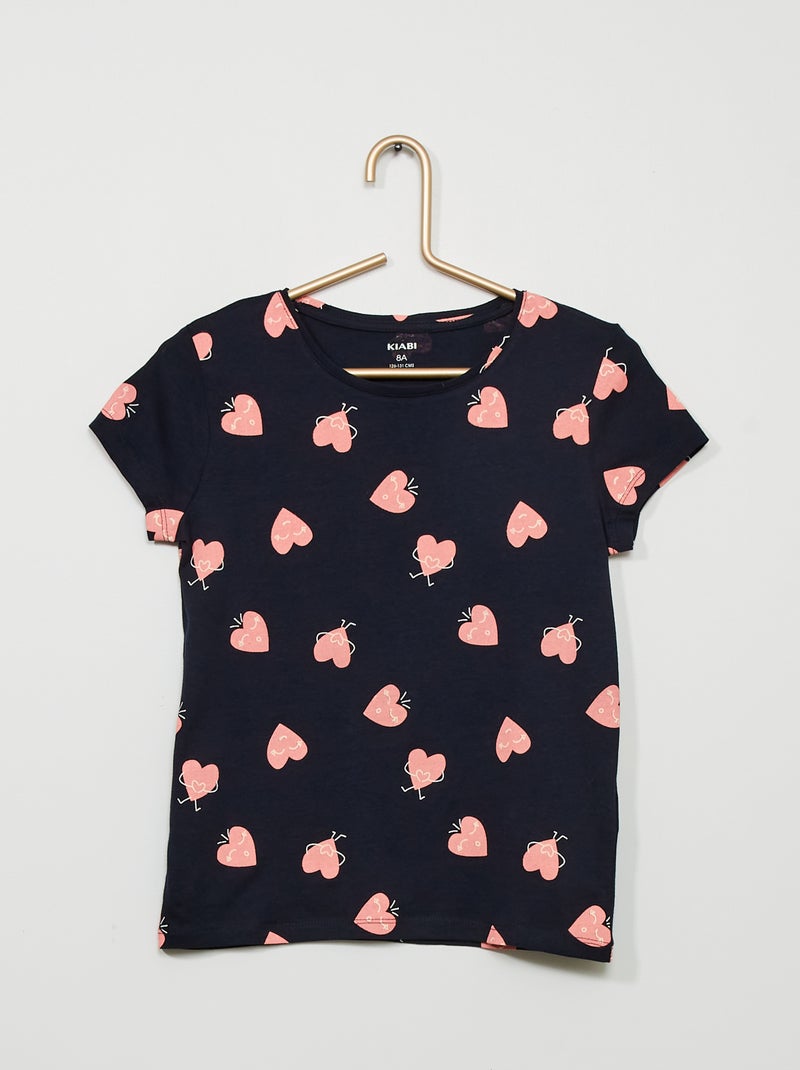 T-shirt con stampa 'cuori' BLU - Kiabi