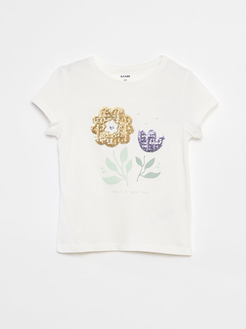 T-shirt con stampa decorata Bianco - Kiabi