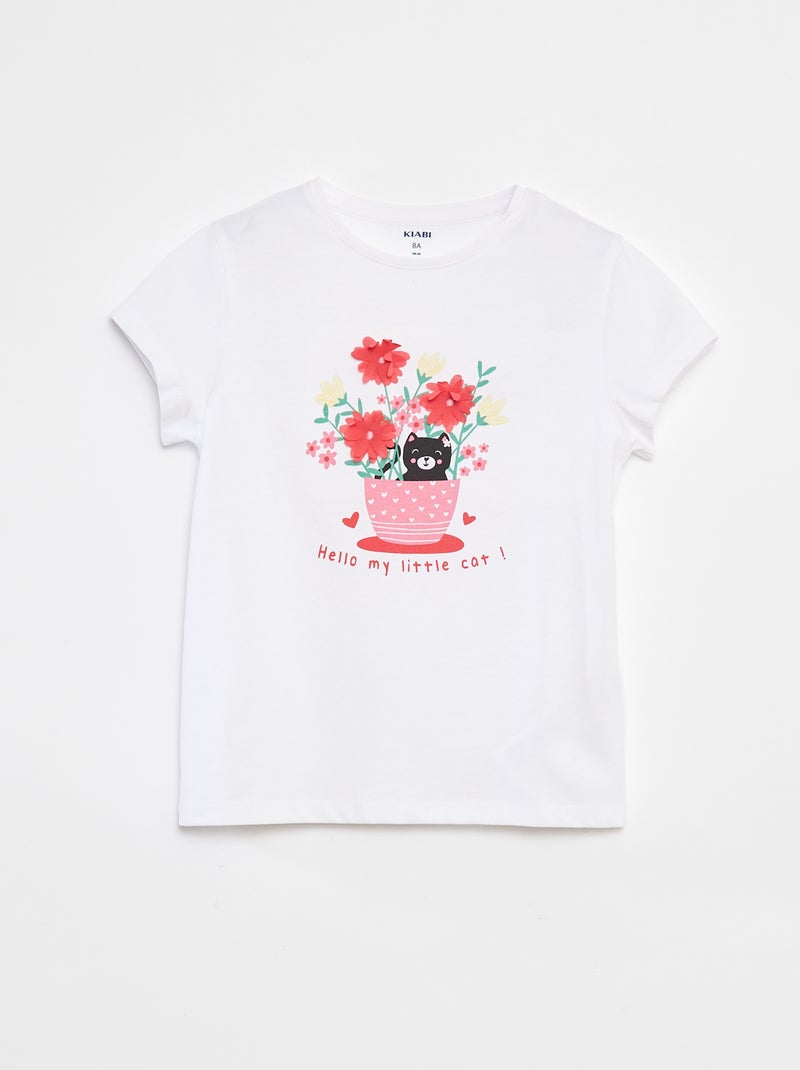 T-shirt con stampa decorata Bianco - Kiabi