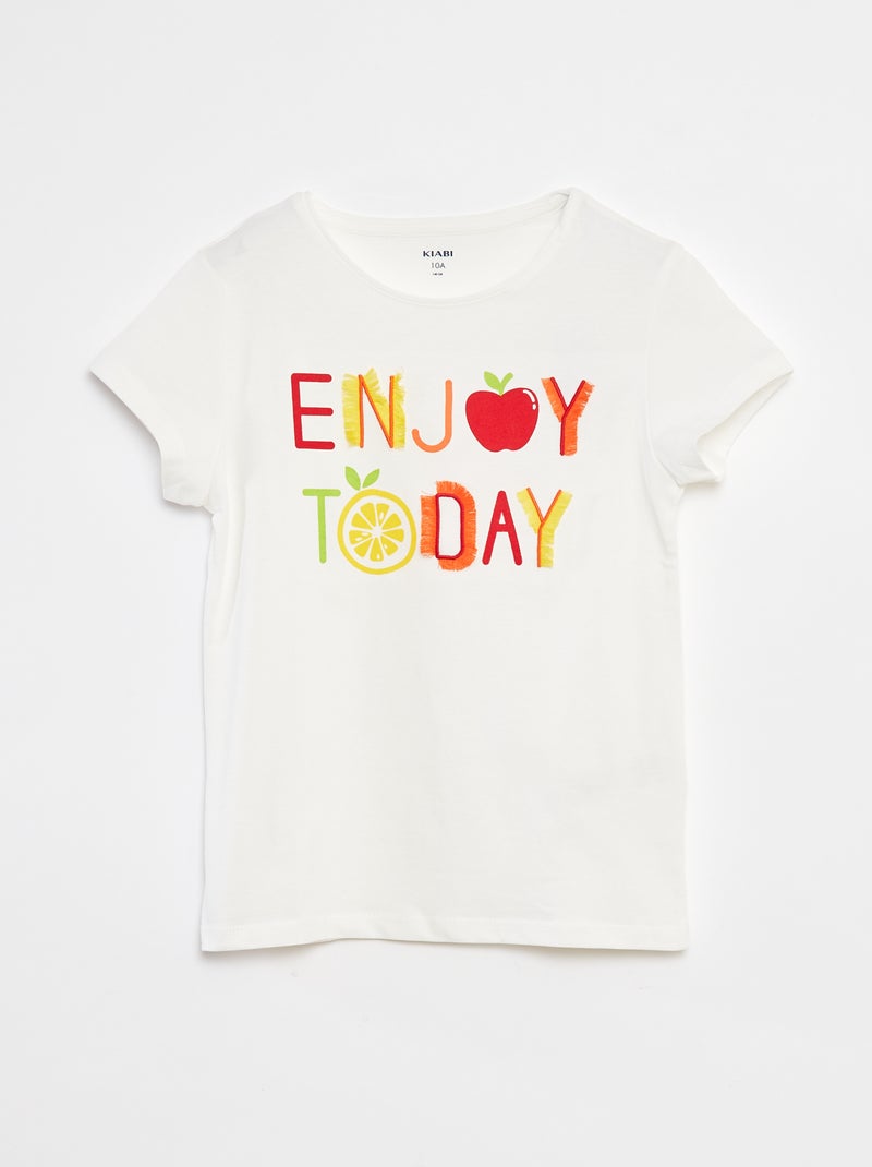T-shirt con stampa decorata Bianco - Kiabi