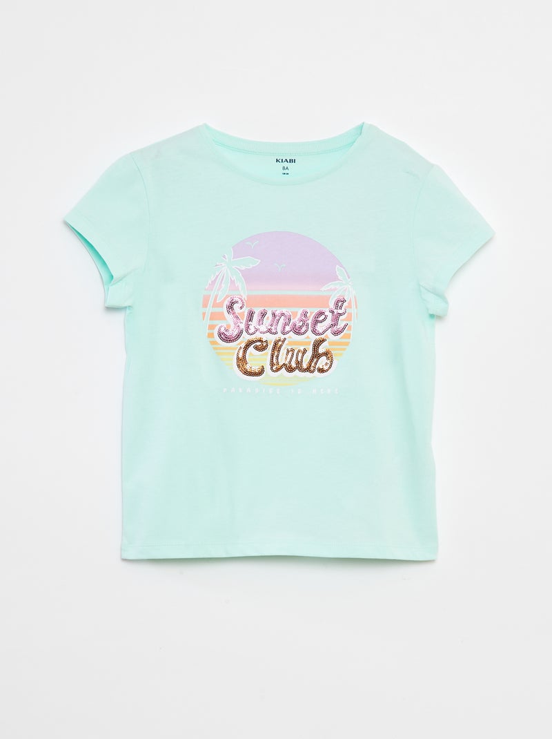T-shirt con stampa decorata Blu - Kiabi