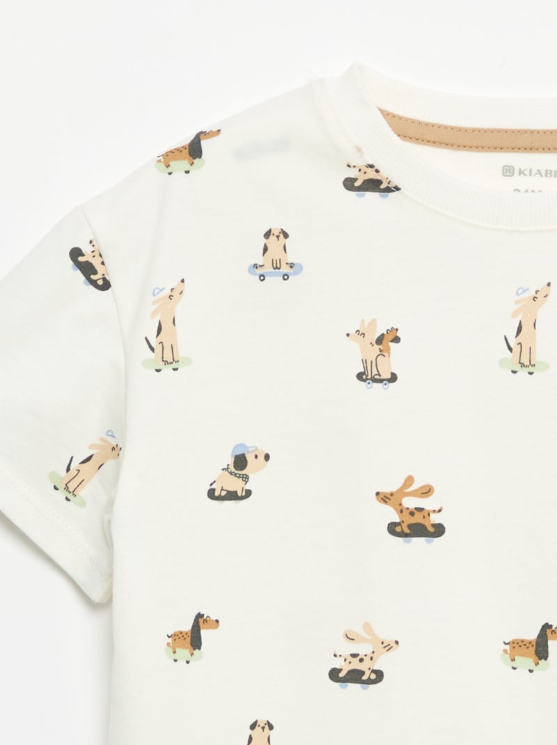T-shirt con stampa e a maniche lunghe Bianco - Kiabi