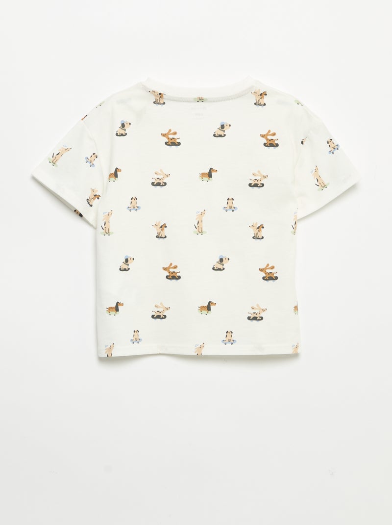 T-shirt con stampa e a maniche lunghe Bianco - Kiabi