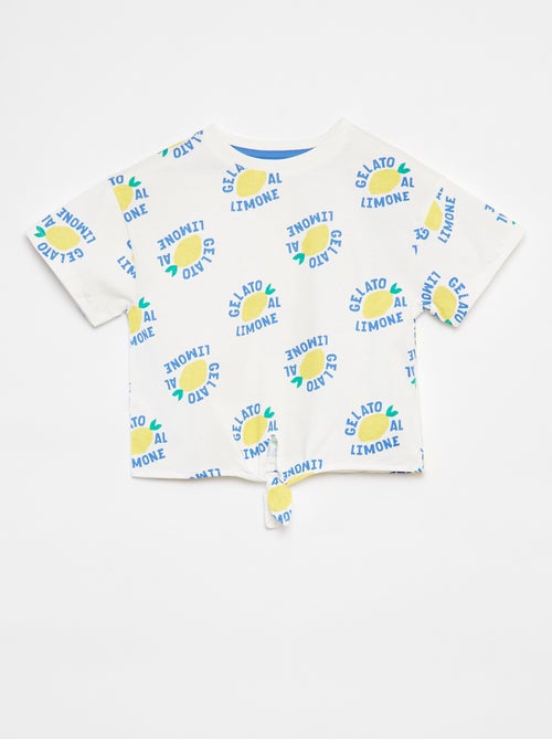 T-shirt con stampa e fondo da annodare - Kiabi