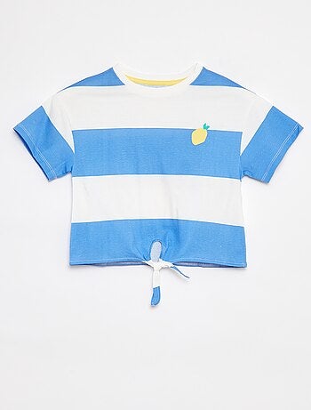 T-shirt con stampa e fondo da annodare