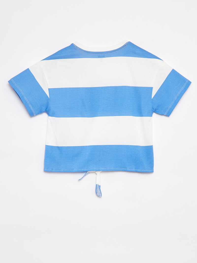 T-shirt con stampa e fondo da annodare BLU - Kiabi