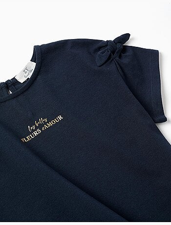 T-shirt con stampa e nodi decorativi