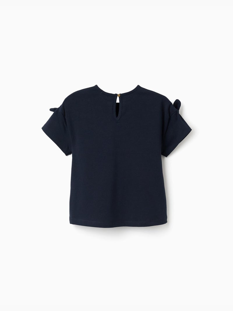 T-shirt con stampa e nodi decorativi Blu Blu - Kiabi