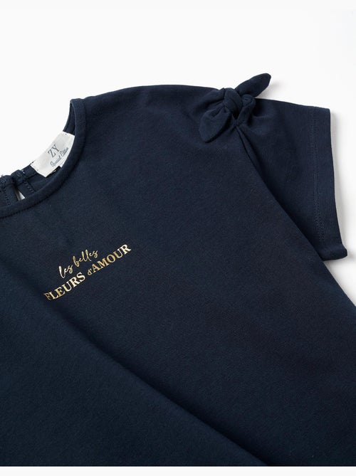 T-shirt con stampa e nodi decorativi - Kiabi