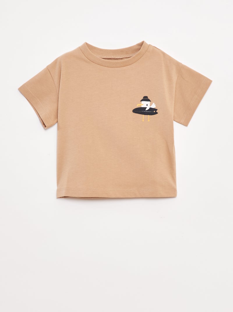 T-shirt con stampa fantasia a maniche corte Beige - Kiabi