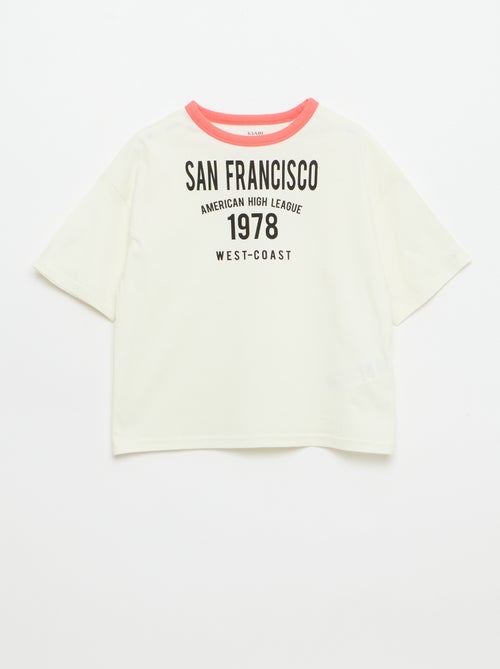 T-shirt con stampa fantasia a maniche corte con profili a contrasto - Kiabi