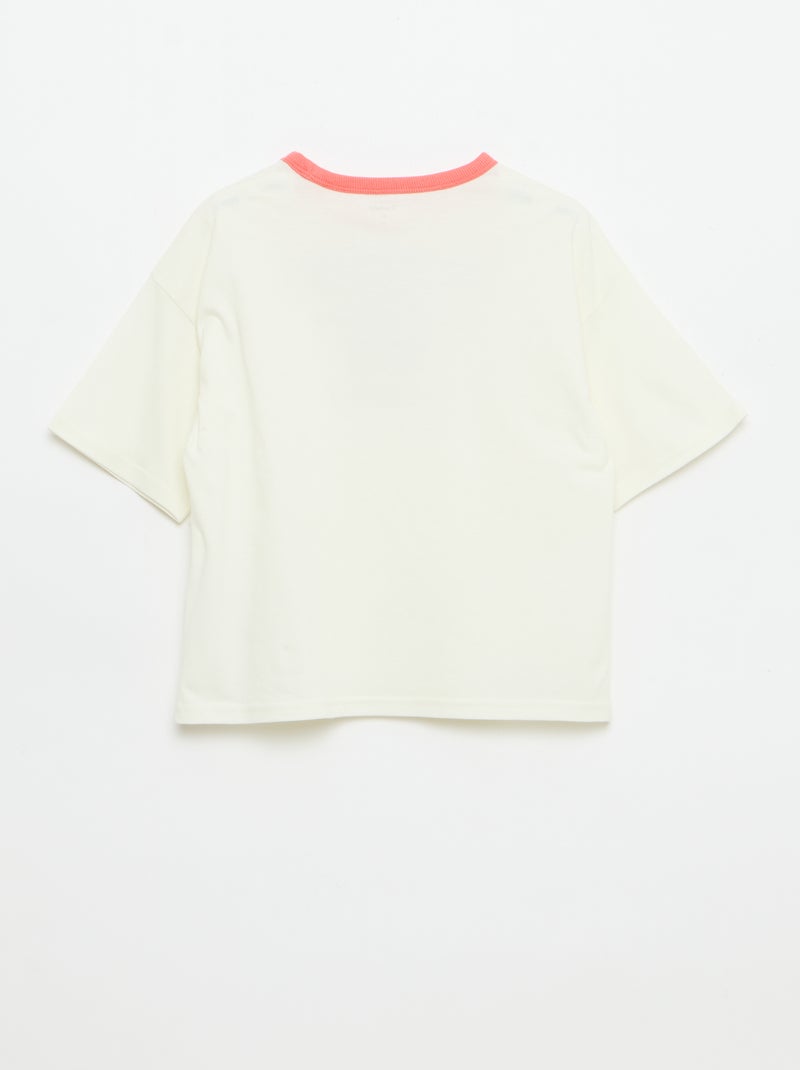 T-shirt con stampa fantasia a maniche corte con profili a contrasto Bianco - Kiabi