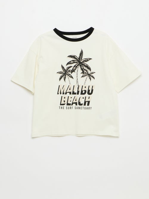 T-shirt con stampa fantasia a maniche corte con profili a contrasto - Kiabi