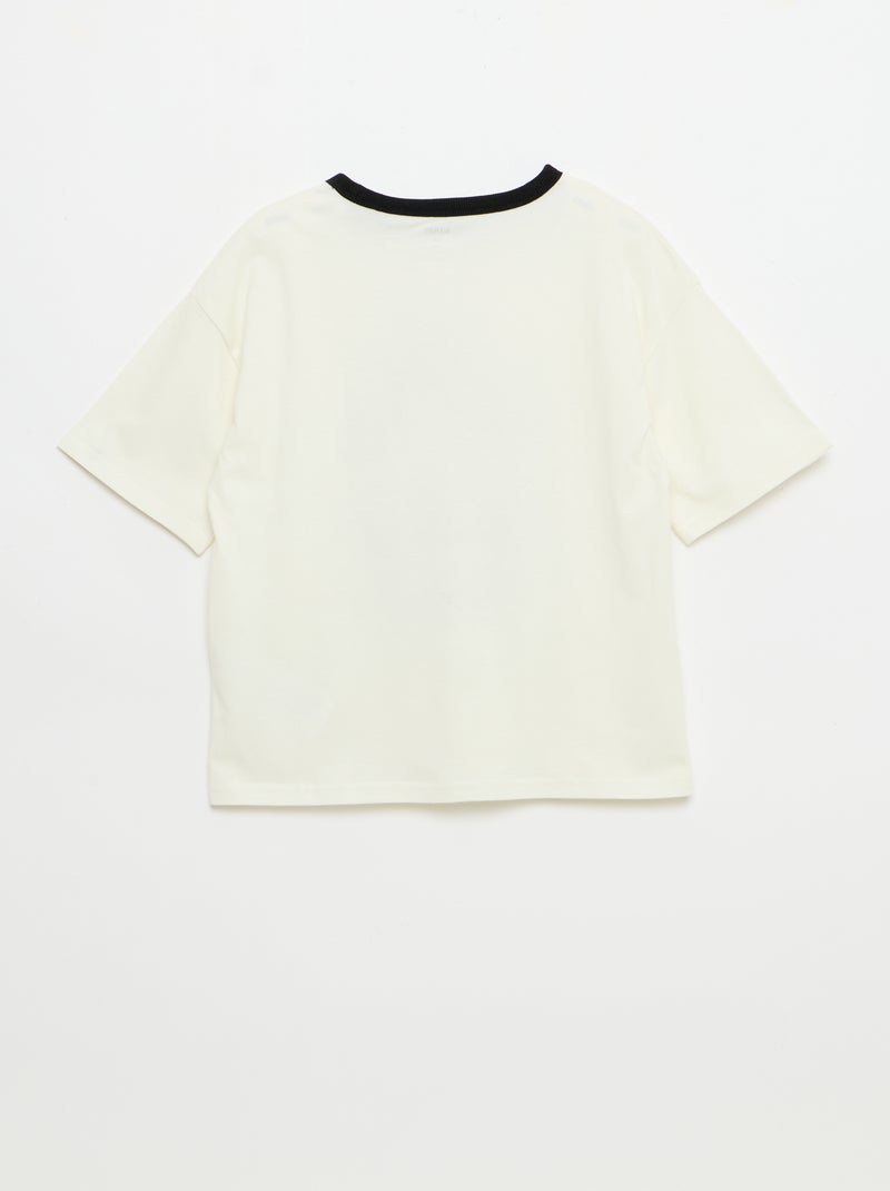 T-shirt con stampa fantasia a maniche corte con profili a contrasto Bianco - Kiabi