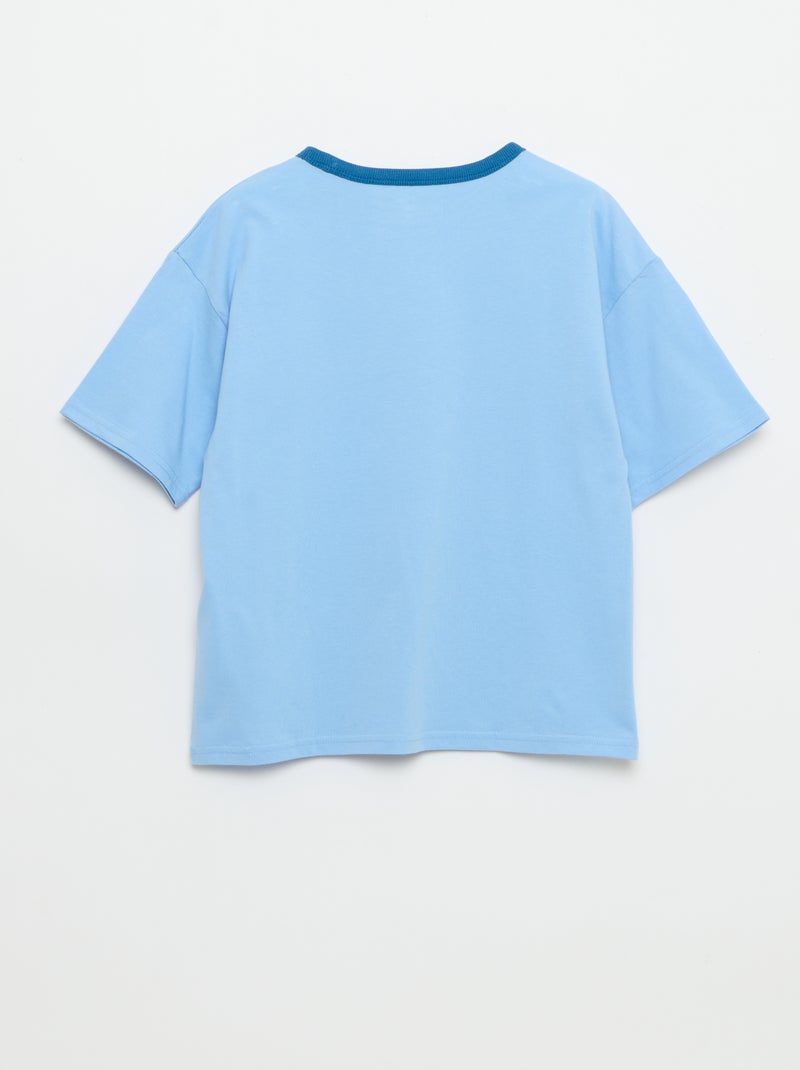 T-shirt con stampa fantasia a maniche corte con profili a contrasto Blu - Kiabi