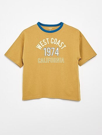 T-shirt con stampa fantasia a maniche corte con profili a contrasto