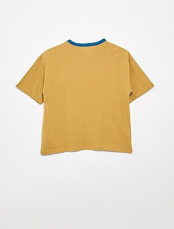 T-shirt con stampa fantasia a maniche corte con profili a contrasto