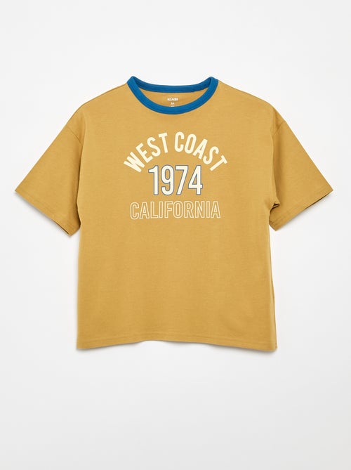 T-shirt con stampa fantasia a maniche corte con profili a contrasto - Kiabi