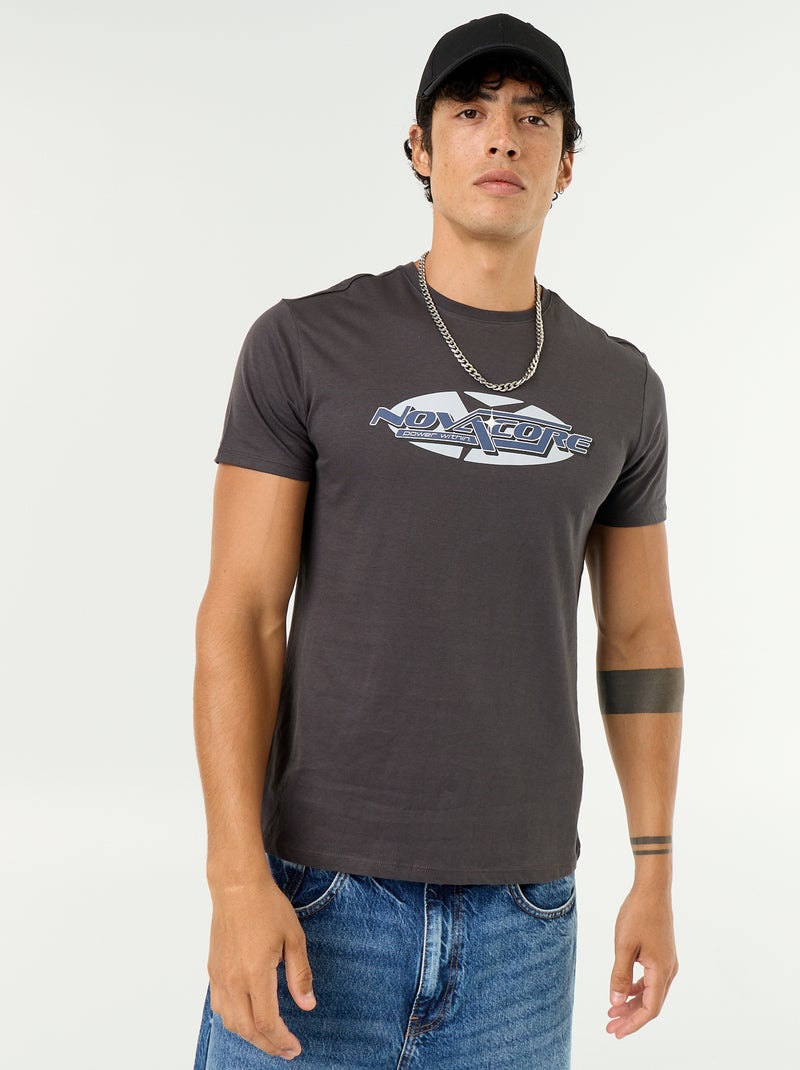 T-shirt con stampa fantasia a maniche corte Grigio - Kiabi