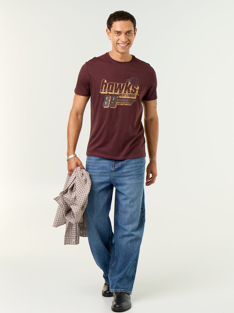 T-shirt con stampa fantasia a maniche corte Marrone - Kiabi