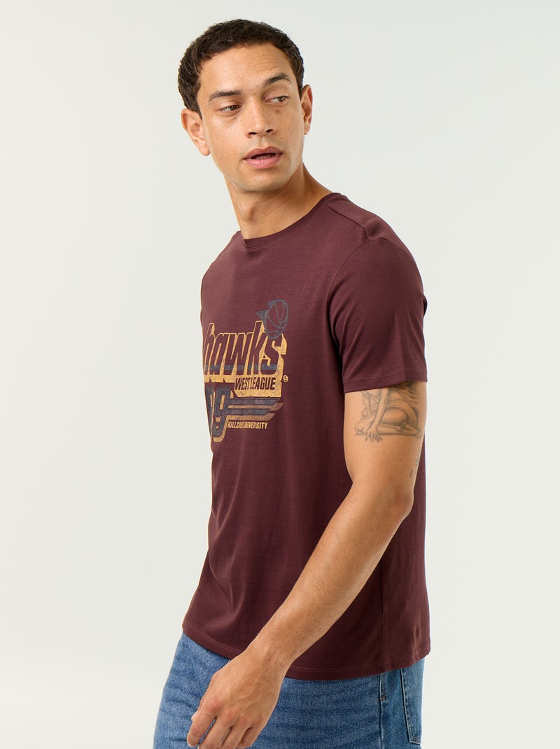 T-shirt con stampa fantasia a maniche corte Marrone - Kiabi