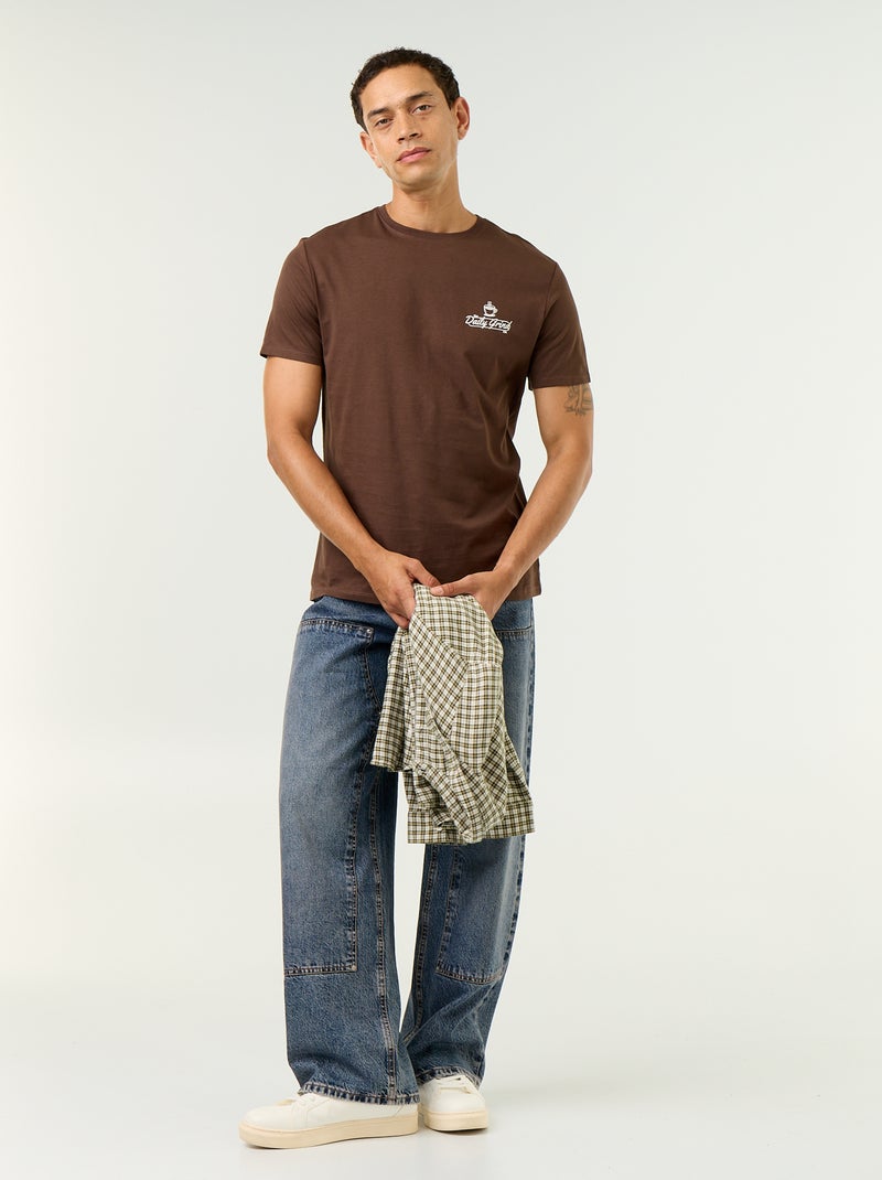 T-shirt con stampa fantasia a maniche corte Marrone - Kiabi