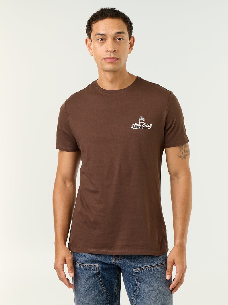 T-shirt con stampa fantasia a maniche corte Marrone - Kiabi