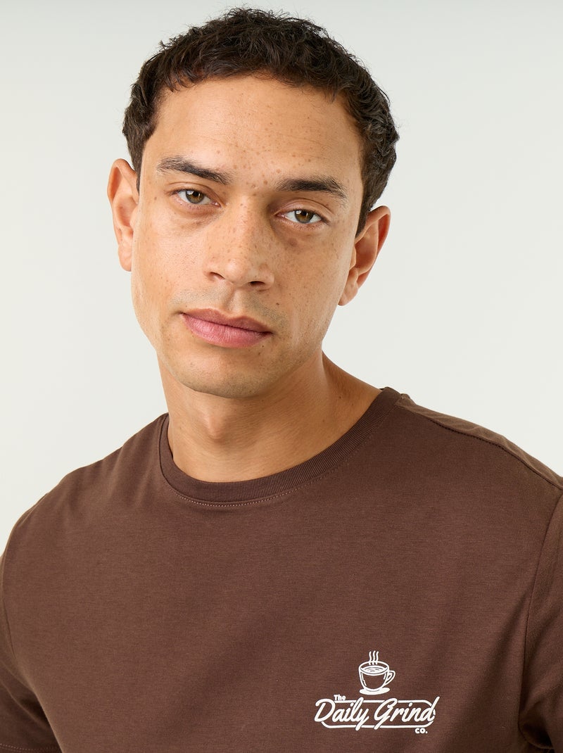 T-shirt con stampa fantasia a maniche corte Marrone - Kiabi
