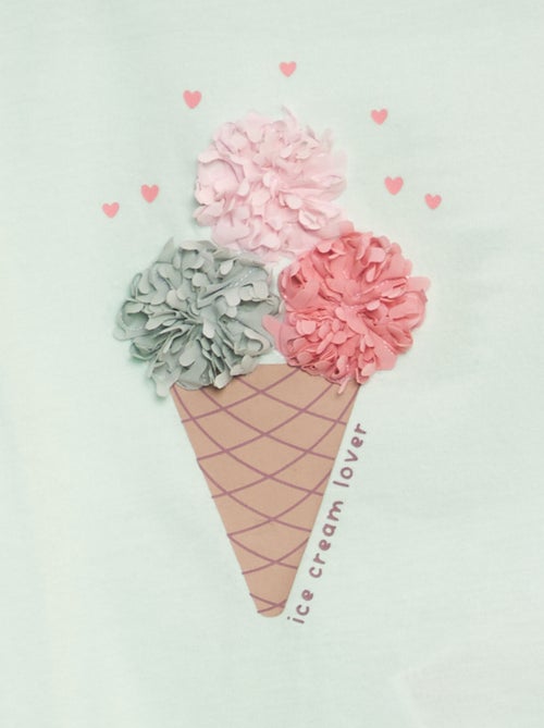 T-shirt con stampa 'gelato' + decorazione in rilievo in crepon - Kiabi