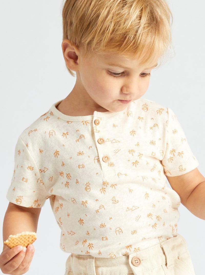 T-shirt con stampa in cotone traforato BIANCO - Kiabi