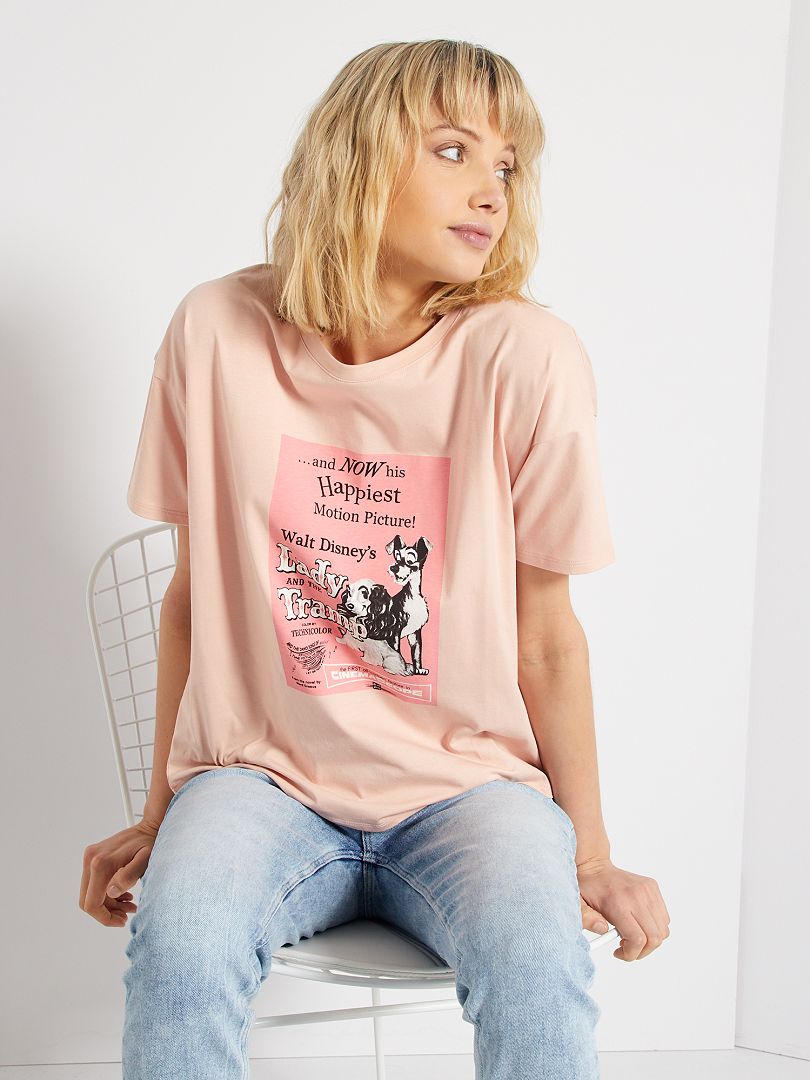 T-shirt con stampa 'La Bella e la Bestia' ROSA - Kiabi