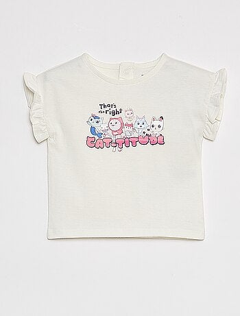 T-shirt con stampa 'La casa delle bambole di Gabby' giromanica con volant