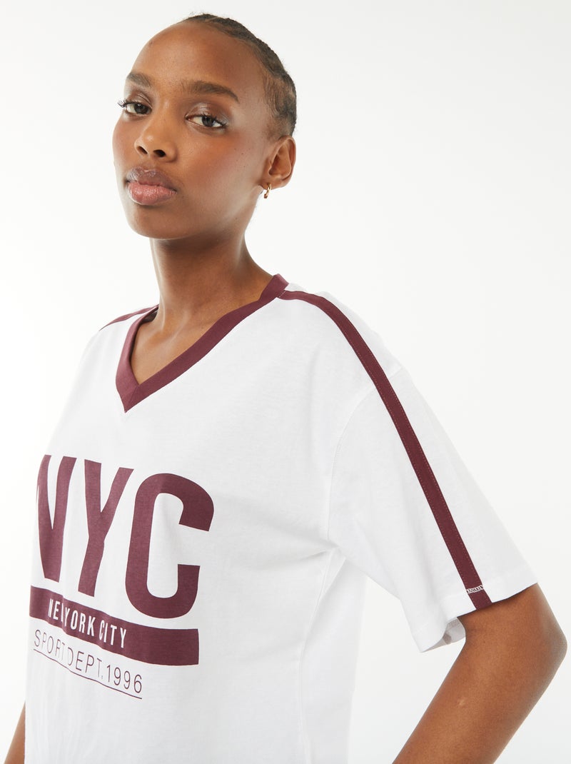 T-shirt con stampa 'New York' oversize Bianco - Kiabi