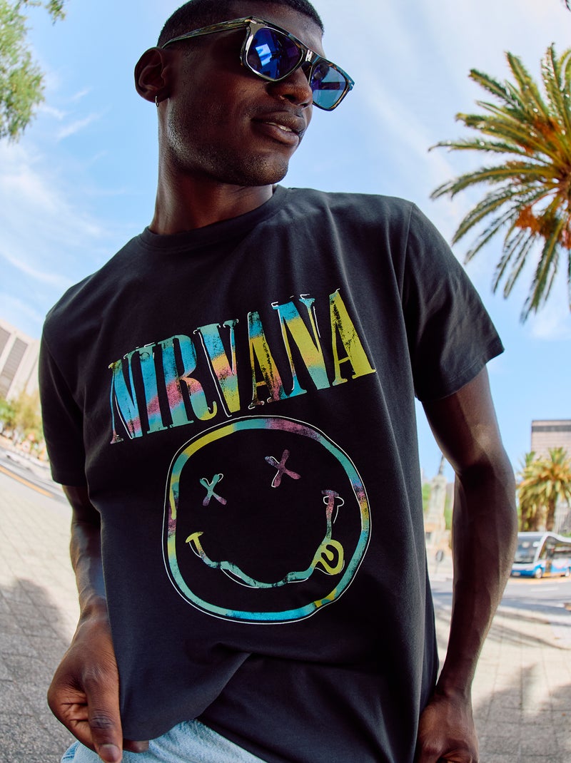 T-shirt con stampa 'Nirvana' a maniche corte NERO - Kiabi